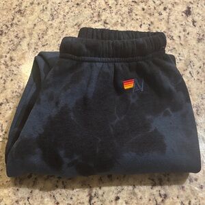 Limited edition tie-dye blue and black aviator nation sweatpants